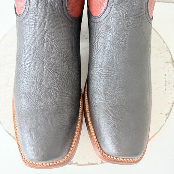 NEW Rod Patrick Mens Cowboy Boots 12.5A Black Glazed Shoulder Western Blunt Toe - Picture 7 of 12